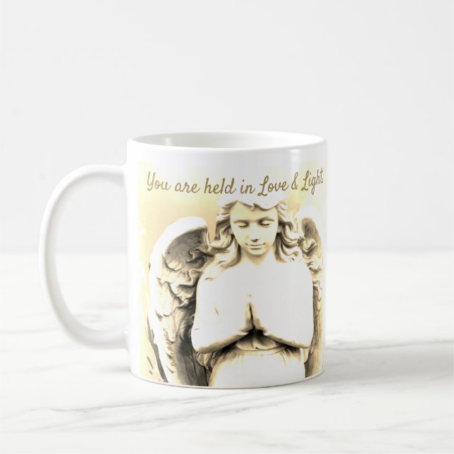 Caneca De Café Angel Praying Ouro Light Love Cote Gift (Esquerda)