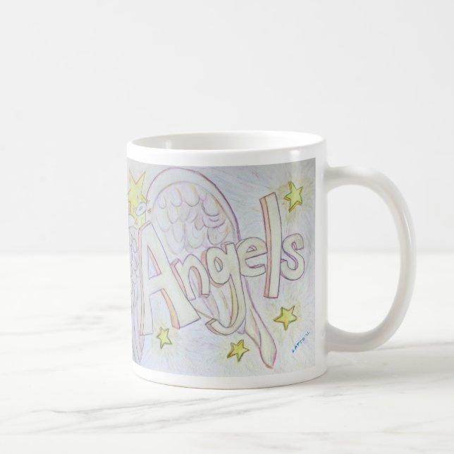 Caneca De Café Angel Wings Word Art Personalizar Café Mug (Direita)