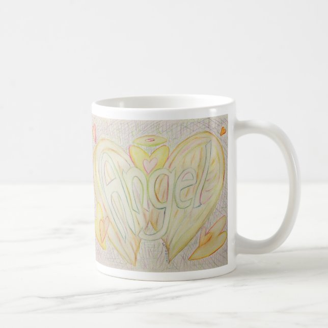 Caneca De Café Angel Wings Word Art Personalizar Café Mug (Direita)