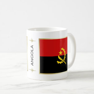 Caneca De Café Angola Flag + Map Mug