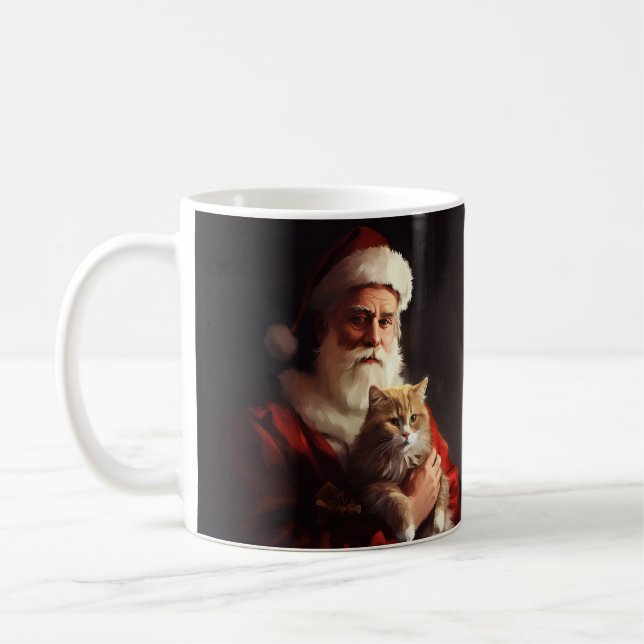Caneca De Café Angora Gata Santa Claus Festivo (Esquerda)