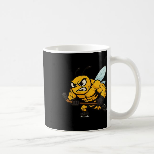 Caneca De Café Angry Bee Ice Hockey Player Strong Insect  (Direita)