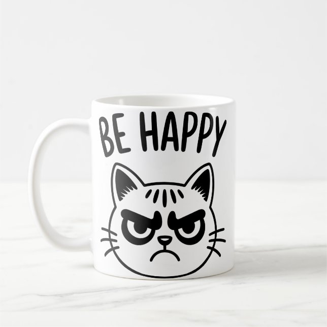 Caneca De Café Angry Cat – Be Happy Contrast Art (Esquerda)