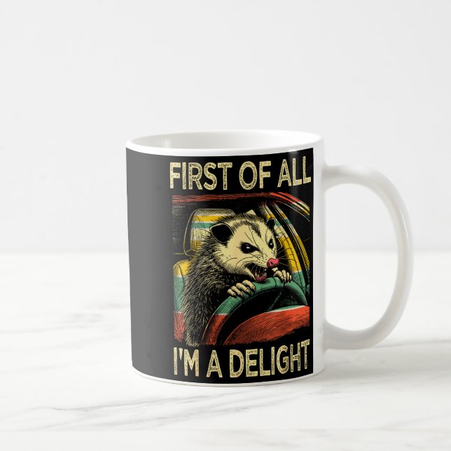 Caneca De Café Angry Ossum Driving Funny Quote First Of All I'm A (Direita)