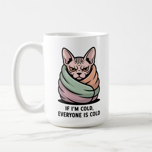 Caneca De Café Angry Sphynx Cat Cold Humor Cartoon Art (Esquerda)