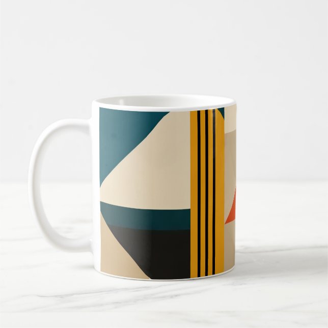 Caneca De Café Angular Teal Orange Geometric Modernist Abstract (Esquerda)