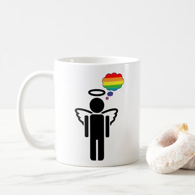 Caneca De Café ângulo arco-íris (Com Donut)