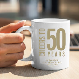 Caneca De Café Anima-se a 50 anos de aniversário de negócios