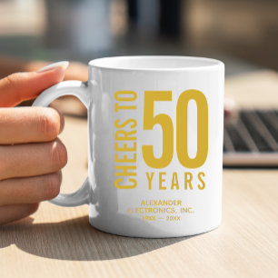 Caneca De Café Anima-se a 50 anos de aniversário de negócios