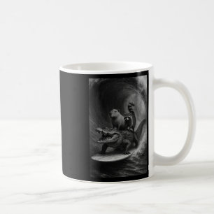 Caneca De Café Animação de selfie engraçada de guaxinim surfando