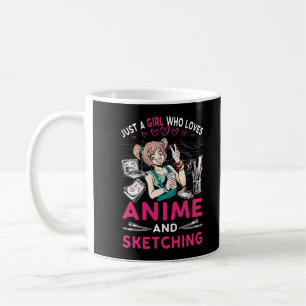 Caneca De Café Animação Desenhando Rapariga Otaku Adolescente Ven