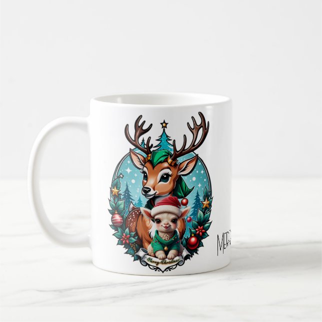 Caneca De Café Animada e convidativa ilustração de Natal (Esquerda)