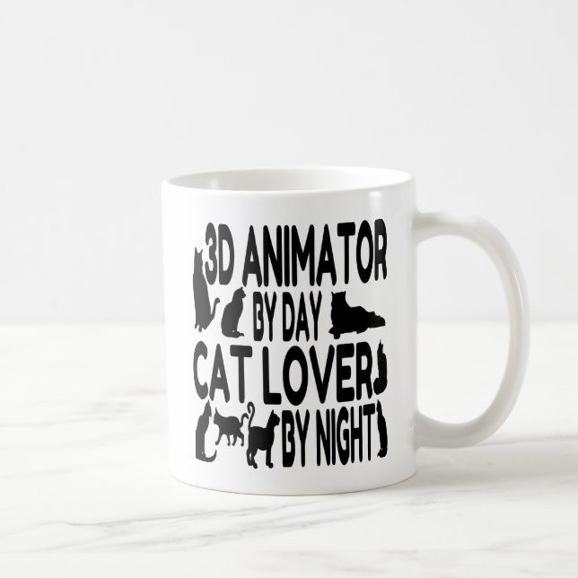 Caneca De Café Animador 3D Ama Gatos (Direita)