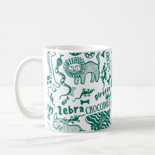 Caneca De Café Animais africanos: diversos padrões sem costura.