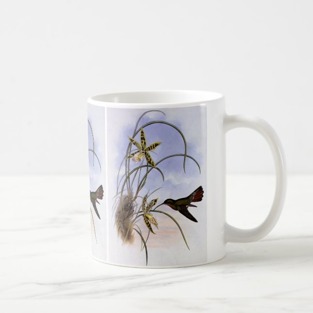 Caneca De Café Animais Antigos, Flores de Orquídea Beija-flor (Direita)