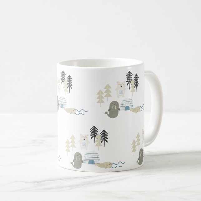 Caneca De Café Animais Árticos Fofos de Inverno (Frente Esquerda)