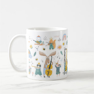 Caneca De Café Animais Cachorros Brincando Instrumentos Musicais