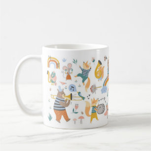 Caneca De Café Animais Cachorros Brincando Instrumentos Musicais