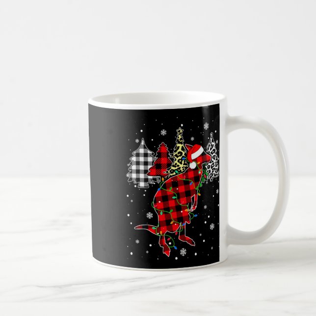 Caneca De Café Animais Canguru de Natal Xmas Plaid Búfalo Leopard (Direita)