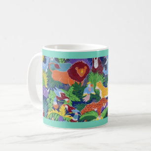 Caneca De Café Animais Coloridos da Selva