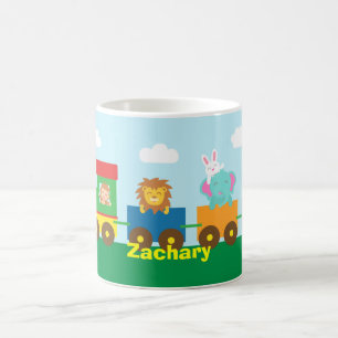 Caneca De Café Animais Coloridos e Fofos de Trem para Crianças