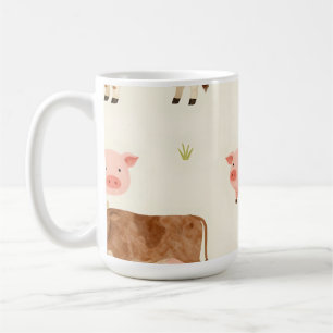 Caneca De Café Animais da Fazenda Aquarela Padrão Fofo