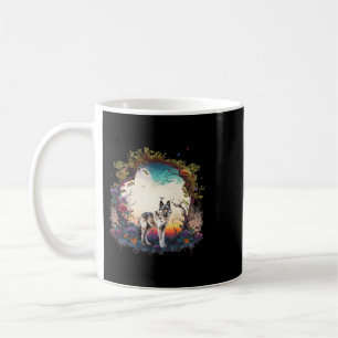 Caneca De Café Animais da Floresta das Montanhas Wolf Nature Flor