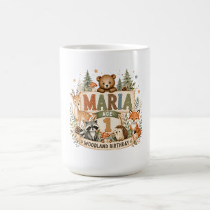 Caneca De Café Animais de Aniversário Personalizados da Floresta 