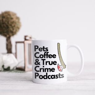 Caneca De Café Animais de Estimação Divertidos Café e Podcasts de