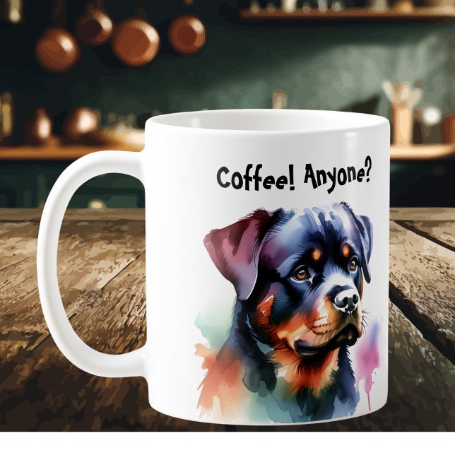 Caneca De Café Animais de Estimação Rottweiler Pretos Personalize (Personalize with a few words,)