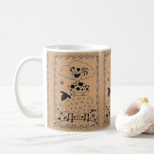 Caneca De Café ANIMAIS DE EXPLORAÇÃO DE ARTE FOLK OEEP ROOSTER Pr