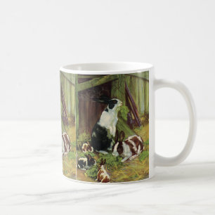 Caneca De Café Animais de Fazenda Antigos, Coelhos de Estimação B