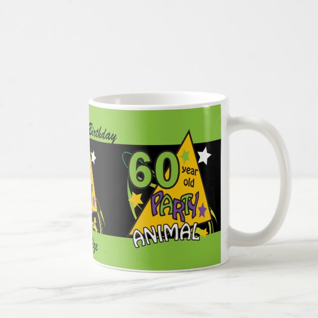 Caneca De Café Animais de festa de 60 anos - 60.o aniversário (Direita)
