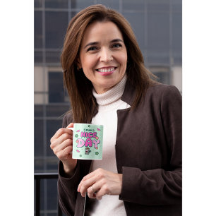 Caneca De Café Animais de raça branca e afirmações positivas Kawa
