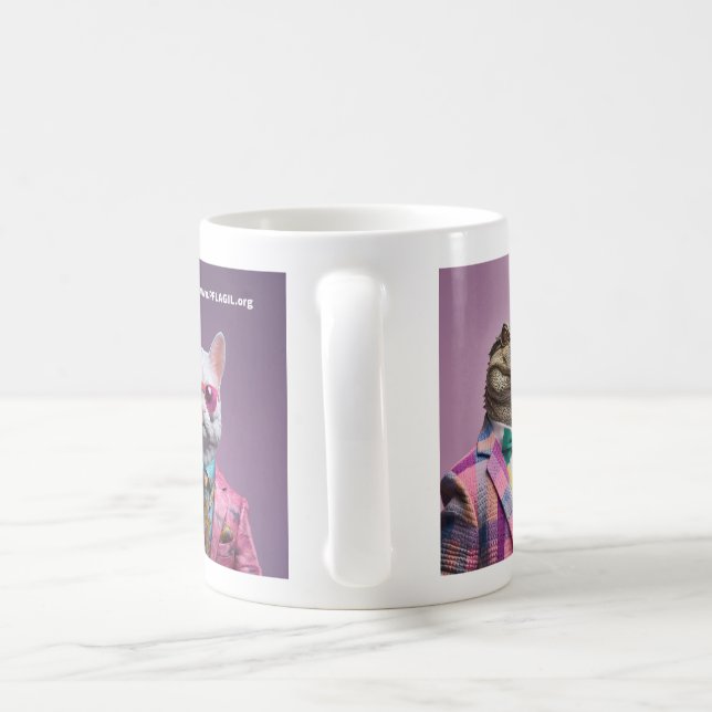 Caneca De Café Animais do Orgulho: Alligador, Dinossauro, Gato (Alça)