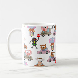 Caneca De Café Animais Doentes Em Carros Com Padrões De Luz De T