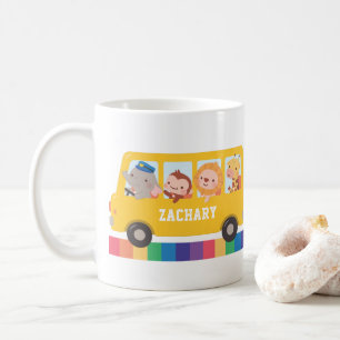 Caneca De Café Animais Felizes E Filhos De Ônibus Amarelos Mug