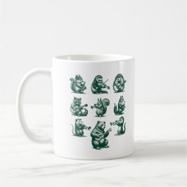 Caneca De Café Animais Florestais Jogando Instrumentos Música