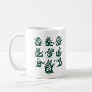 Caneca De Café Animais Florestais Jogando Instrumentos Música