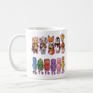 Caneca De Café Animais Fofos de Volta às Aulas PNG | Fã de Crianç