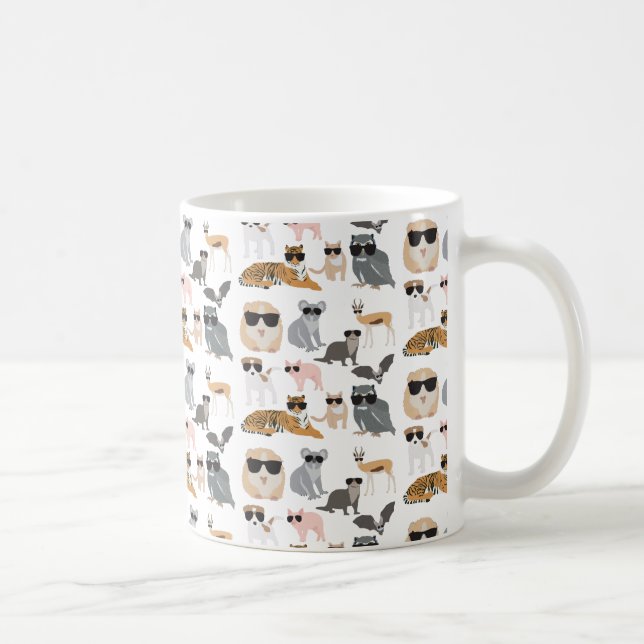 Caneca De Café Animais legal e Engraçados Vestindo óculos escuros (Direita)