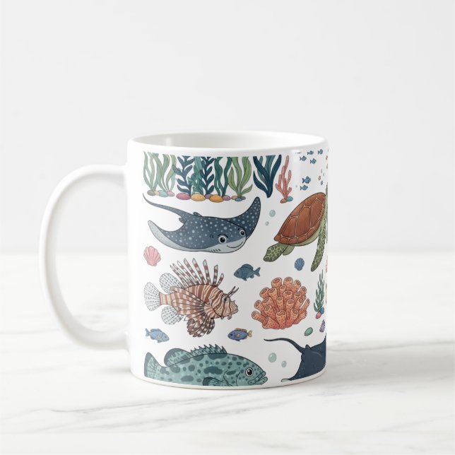 Caneca De Café Animais Marinhos Fofos (Esquerda)