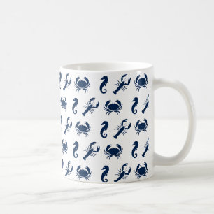 Caneca De Café Animais marinhos náuticos padrão lagosta caranguej