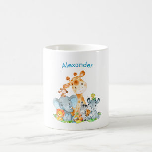 Caneca De Café Animais Selvagem Safari Cótaro Azul