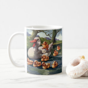 Caneca De Café Animais Selvagens Aves Antigas, Família de Patinho