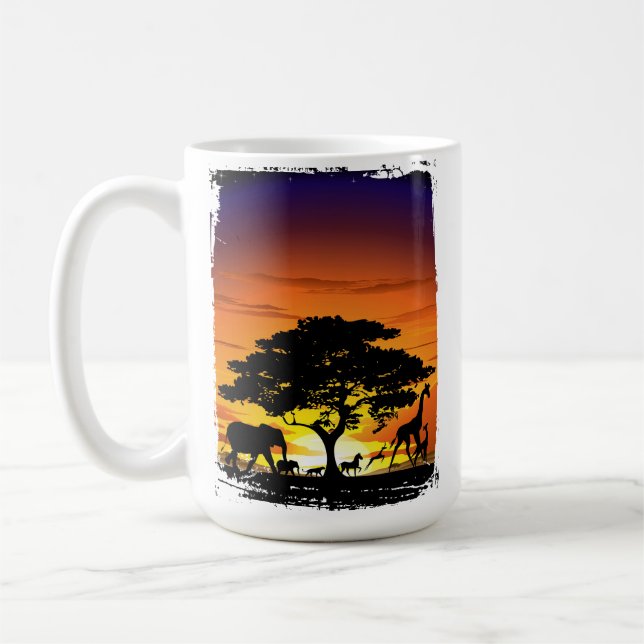 Caneca De Café Animais Selvagens no Sunset da savana africana (Esquerda)