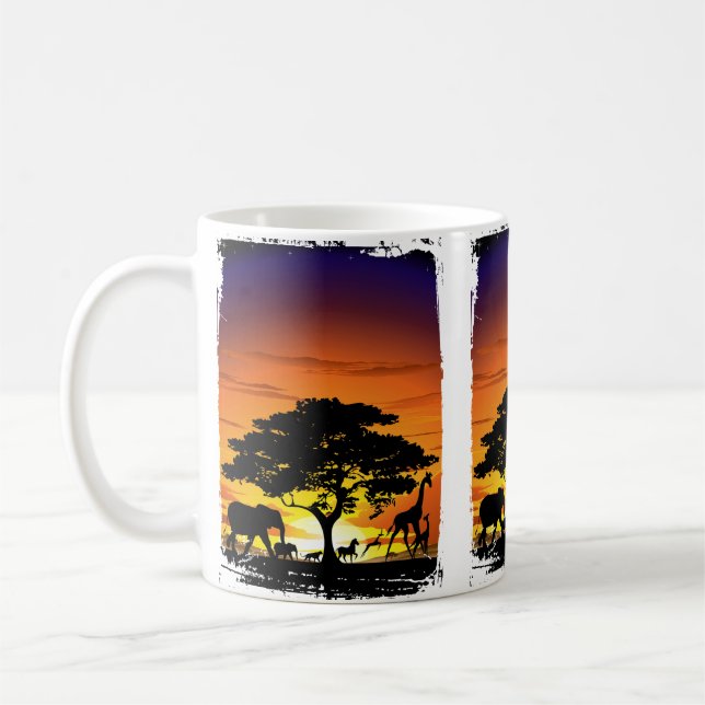 Caneca De Café Animais Selvagens no Sunset da savana africana (Esquerda)