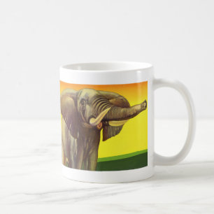 Caneca De Café Animais Selvagens Vintage, Elefante Africano com P