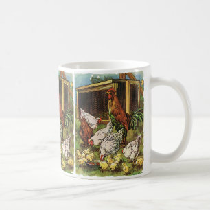 Caneca De Café Animais Vintage Farm, Galo, Galinhas, Galinhas
