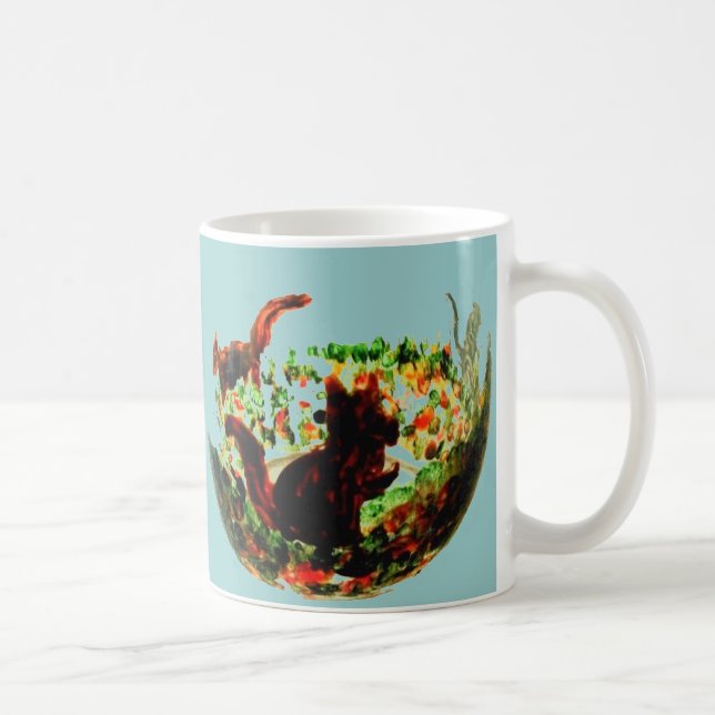 Caneca De Café Animal Art Autumn Squirrels Custom Color (Direita)